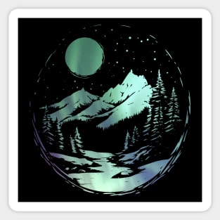 Aurora Dome - Monochromatic Winter - Polar Landscape Sticker